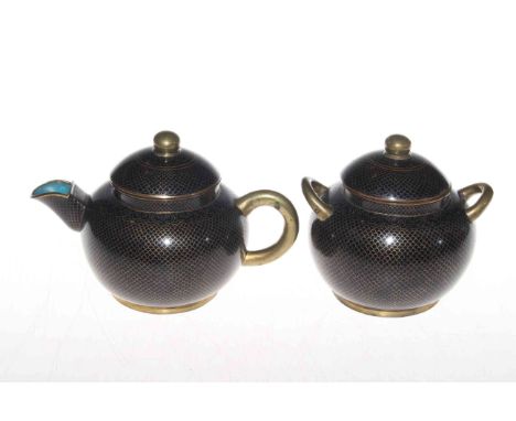 Cloisonne teapot and sugar, 12cm