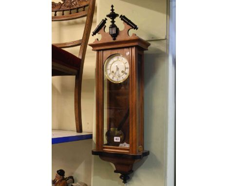 Victorian walnut and ebonised Vienna style wall clock