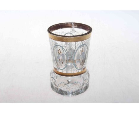 Bohemian enamel painted beaker, 14cm