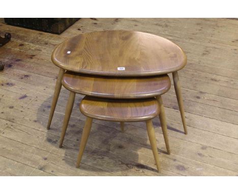 Ercol Windsor nest of three kidney shaped tables