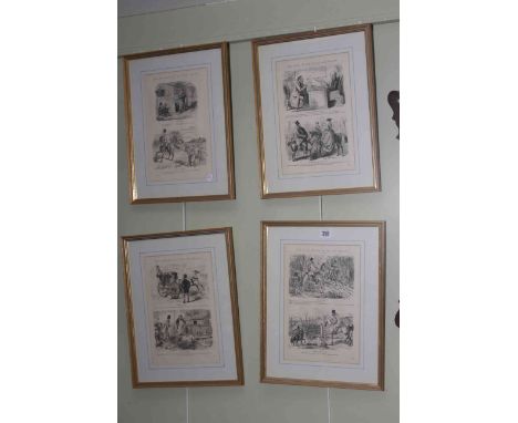 John Leech 'Pictures of Life' and 'Character' and 'Mr Punch', set of four framed prints