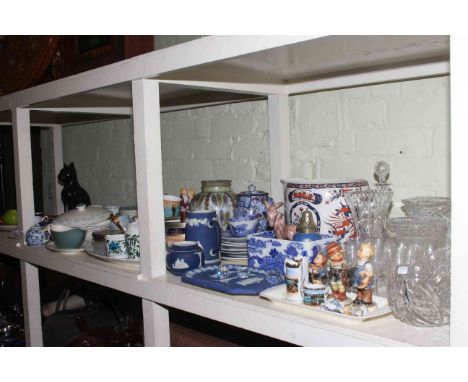 Crystal and other glass, Glyn Colledge jar, Poole charger, Spode Italian china, jardiniere and various china