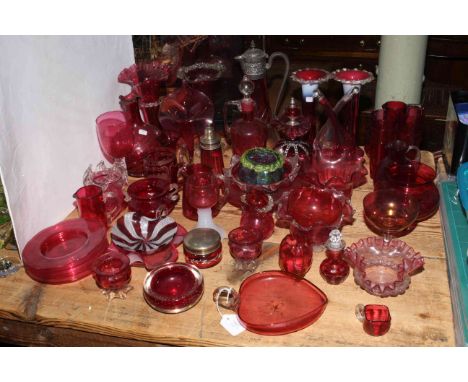 Large collection of ruby glass, Victorian and later