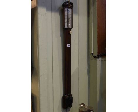 Mahogany and ebonised stick barometer