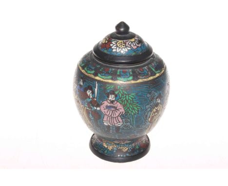 Circa 1900 Chinese enamel painted metal vase, 21cm