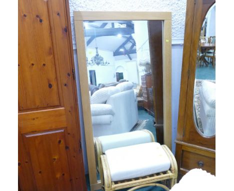 Large oak framed mirror and conservatory piano stool 
