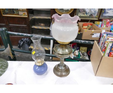 Oil lamp and blue glass paraffin lamp