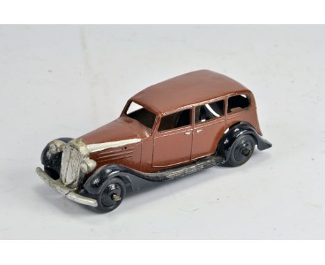 Dinky Toys No.30D Vauxhall. Brown Body, Black Open Chassis. Silver Flash on bonnet (appears on several sold examples, factory