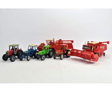 Assorted Mainly Britains Farm Tractor group, plus combine x 2. Generally F/G. (6)