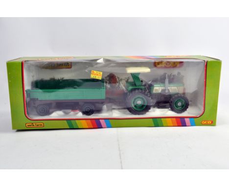 Giodi 73034 Carraro Tractor and 4 Wheel Trailer in Green. NM to M in VG to E Box.