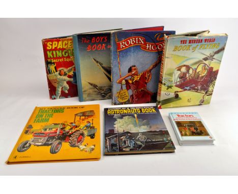 Interesting group of old children books including Massey Ferguson related tractor book, Robin Hood and others.