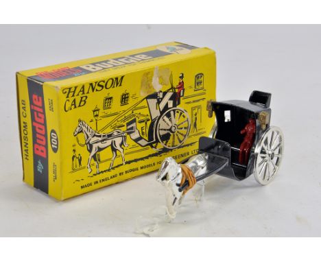 Budgie Toys No.100 Horsedrawn Hansom Cab. E to NM in VG/E Box.