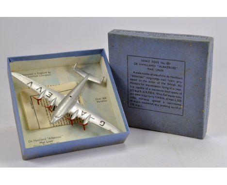 Dinky Toys No.62R pre-war De Havilland Albatross Mail Liner. Silver, G-AEVV to wings, red 3-blade propellers, gliding game ho