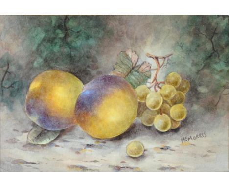 MICHAEL MORRIS (B 1957, ROYAL WORCESTER PAINTED), STILL LIFE OF FRUIT, SIGNED, WATERCOLOUR, 8.5 X 13CM