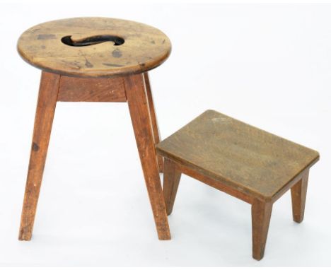 A VICTORIAN FRUITWOOD STOOL AND ANOTHER, 44CM H 