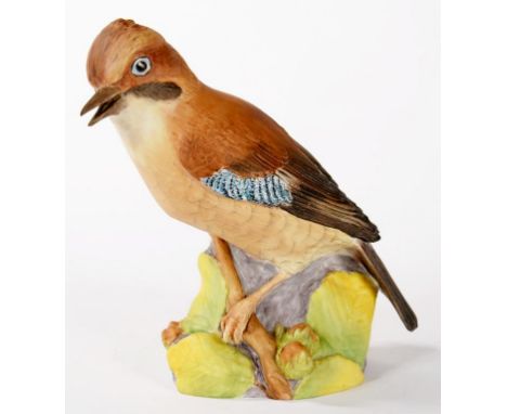A ROYAL WORCESTER MODEL OF A JAY, 16CM H, PRINTED MARK, C1960