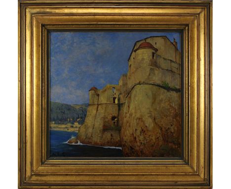 Luntz, Adolf (Wien 1875 - 1934 Karlsruhe) "Ruine am Meer", Festungsanlage, Öl auf Leinwand, links unt. sign. u. dat. 1920, au