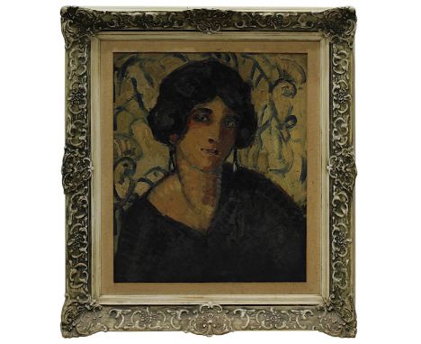 Portraitmaler der Klassischen Moderne, Portrait einer jungen Frau, um 1915, qualitävolles Brustbild einer dunkelhaarigen jung