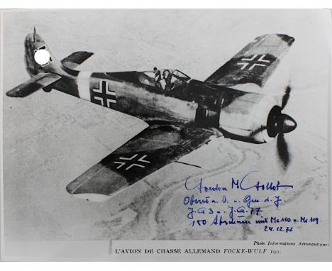 Gordon M. (Max) Gollob, dt. Jagdflieger im II WK-Oberst a.d. Gen. d. J., J. G. 3 u. J. G. 77 150 Abschüsse mit ME110 u. ME 10