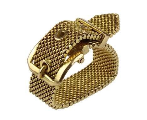Gelbgold-Ring in Form eines Gürtels, gepunzt 750, fein geflochtenes Goldband wie Gürtel zu verschließen, Ringgröße 3-fach ver