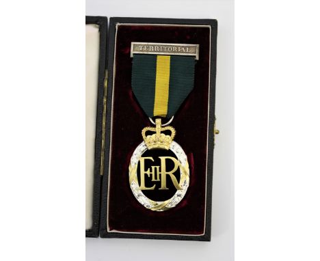 A Territorial Army Elizabeth II Efficiency medal awarded to 241518 Capt. K. D. Spickett 1952, in original box. IMPORTANT: Onl