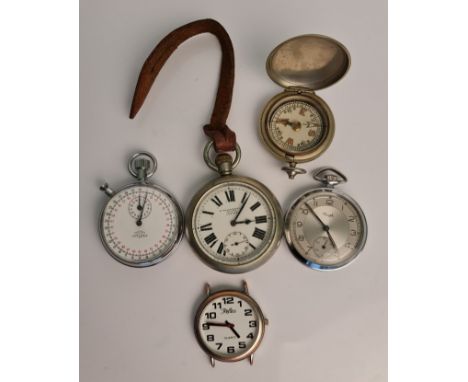 A NERO LEMANIA pocket stop watch, engraved 'Midland Nerve Hospital' on back, a pocket watch style compass in case, a military
