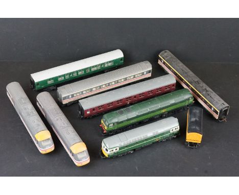 Hornby OO gauge Intercity car &amp; coach set plus Hornby Mammoth locomotive, Lima BR D6506 locomotive and 4 x items of rolli