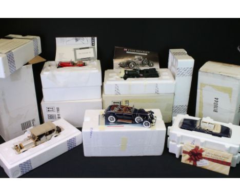 Five Boxed Franklin Mint 1:24 diecast models to include 1929 Bentley 4.5ltr Blower, 1948 MG TC, 1911 Rolls Royce Tourer, 1992