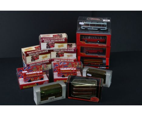 14 Boxed / cased diecast model Buses to include 3 x EFE, 4 x Corgi Original Omnibus, 5 x Atlas Edition Great British Buses &a