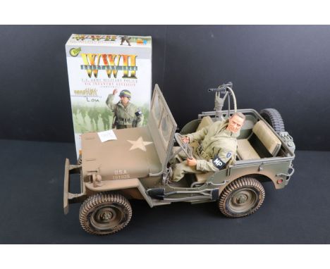 Dragon 70279 WWII Brittany 1944 US Army Military Police 8th Infantry Division Corporal Lou (with box) and a Hasbro 1941 Jeep 