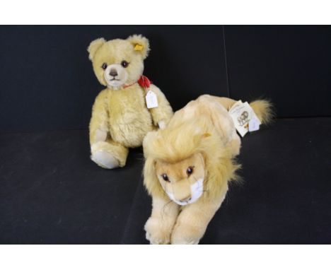 Two contemporary Steiff soft toys to include Lion 'Lowe 35' with original tag and Teddy Bear with Growler, excellent conditio