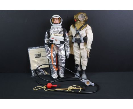 Two Action Man Figures - 1960's Palitoy Action Man Astronaut complete with space suit, space helmet, tether cord, gloves, boo