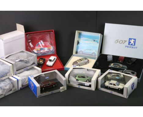 Boxed No Rev Peugeot 607 diecast model car set plus other boxed / cased No Rev Peugeot diecast models (10 items) 