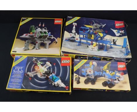Lego - Four original boxed Legoland Space sets to include 6780 Light &amp; Sound XT Starship, 6928 Uranium Search Vehicle, 69