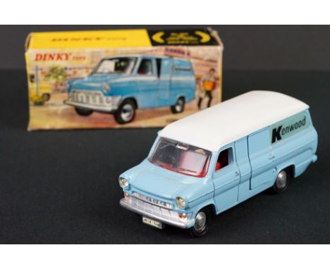 Boxed Dinky 407 Ford Transit 'Kenwood' Van diecast model, showing some paint loss but diecast vg overall, gd box 