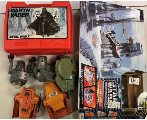 Star Wars - Original Thermos Darth Vader plastic lunchbox (no Thermos flask), 5 x original SW accessories models to include 2