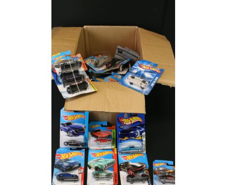 Around 48 carded contemporary Mattel Hot Wheels diecast models, vg 