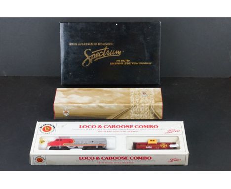 Three boxed Bachmann HO gauge locomotives to include Japanese CS0036 JS Steam Locomotive, Loco &amp; Caboose Combo set and Sp