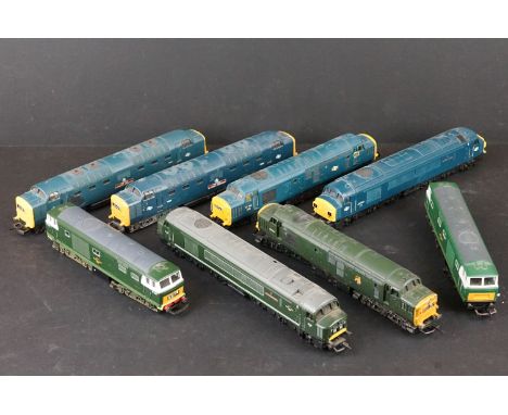 Eight OO gauge diesel locomotives to include Mainline The Lancashire Fusilier Hornby D7097, 2 x Lima The Fife &amp; Forfar Ye