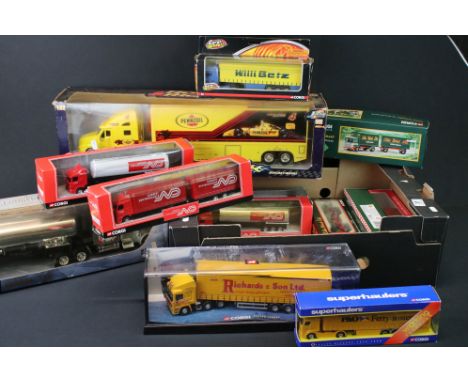 Eleven boxed Corgi diecast models to include 3 x Eddie Stobart, 1 x Modern Trucks, 2 x Superhaulers, 3 x Norbert Dentressangl