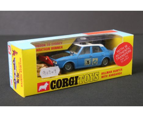 Boxed Corgi 302 Hillman Hunter with Kangaroo diecast model set, some paint chips but vg otherwise, gd kangaroo figure, reprod