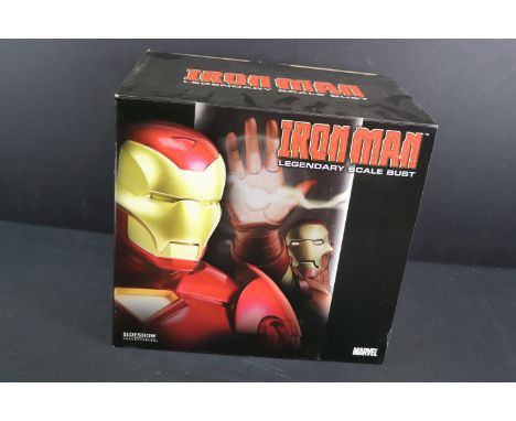 Marvel - Boxed Sideshow Collectibles Iron Man Legendary Scale Bust with detachable face plate, marked 444/550 to base, vg ove