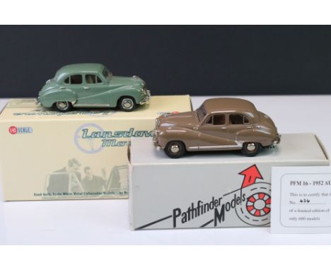 Two boxed white metal models to include Lansdowne Models LDM9 1953 Austin A40 Somerset four door saloon and Pathfinder Models