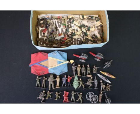 Britains and other Metal and Lead Figures including 5 x Horse Mounted Guards, 14 x Marching Scottish Guards, 10 Semi Flat Sol