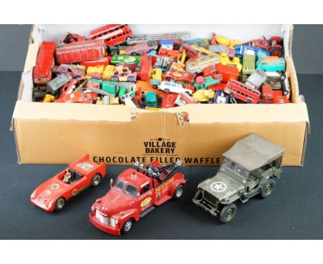 Collection of play worn diecast models from the mid 20th C onwards to include Corgi, Matchbox, Solido etc, features road and 