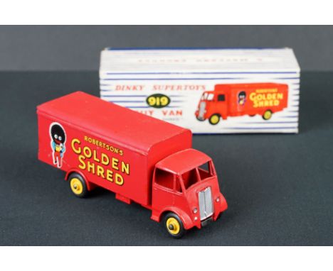 Boxed Dinky Supertoys 919 Robertson's Golden Shred Guy Van diecast model, yellow hubs, diecast vg with small paint chips, dec