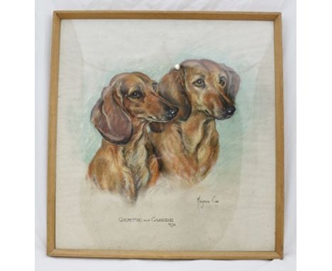 MAJORIE COX A portrait study of dachshunds, a Pastel, signed and dated 1972, 45cm x 52.5cm in glazed wood frame, and SIMILAR,