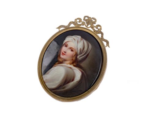 LATE 19TH CENTURY CONTINENTAL PORCELAIN PORTRAIT PLAQUE OF BEATRICE CENCI,in the manner of KPM, of oval form, modelled with h