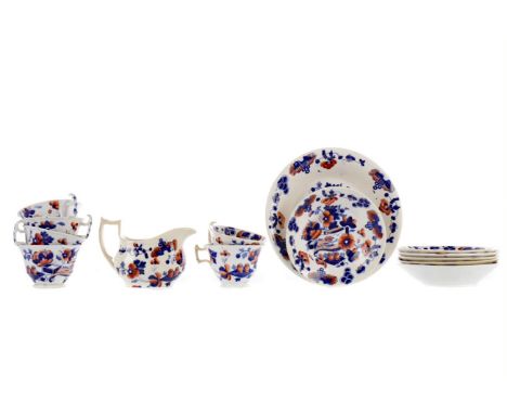 EARLY 19TH CENTURY STAFFORDSHIRE CREAMWARE PART TEA SERVICE, comprising six teacups and saucers, a side plate and a cream jug