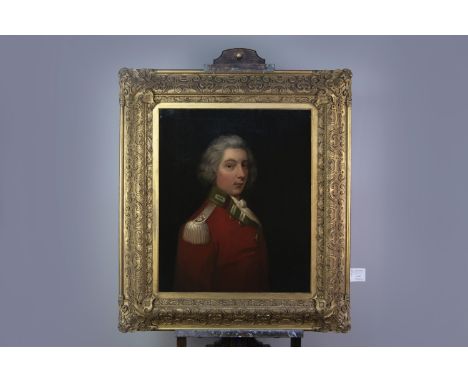 ENGLISH SCHOOL, EARLY 19th CENTURY HEAD AND SHOULDER PORTRAIT OF AN OFFICER, POSSIBLY OF THE PRINCE OF WALES REGIMENT OF FOOT